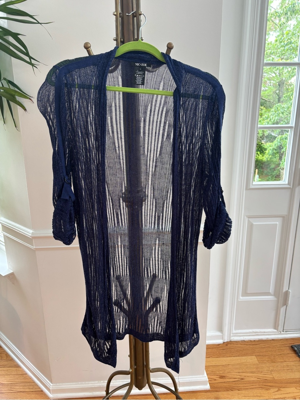 NIC+ZOE Navy Sheer Open Cardigan Sweater